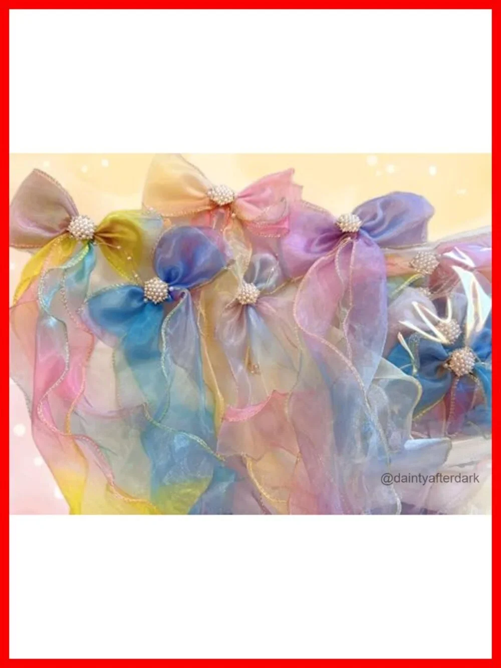 5 Hair Barrettes Rhinestone Sheer Tulle Bow Clips Duckbill Clips Fairy Hairstyle